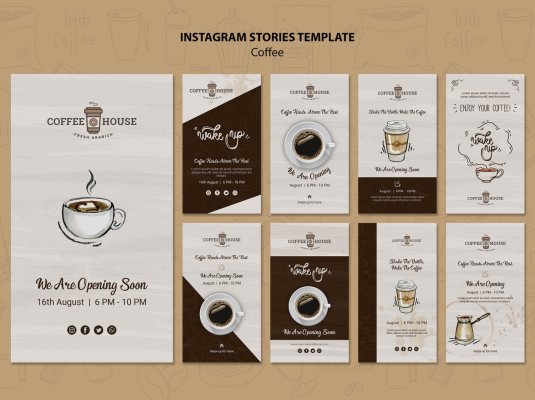 整套时尚咖啡店网站餐巾纸海报菜单折页物料PSD设计素材VI模板