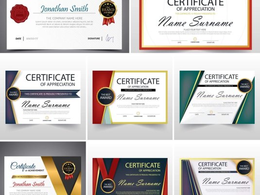 国外时尚大气高端荣誉证书毕业证书企业授权证书AI矢量设计素材